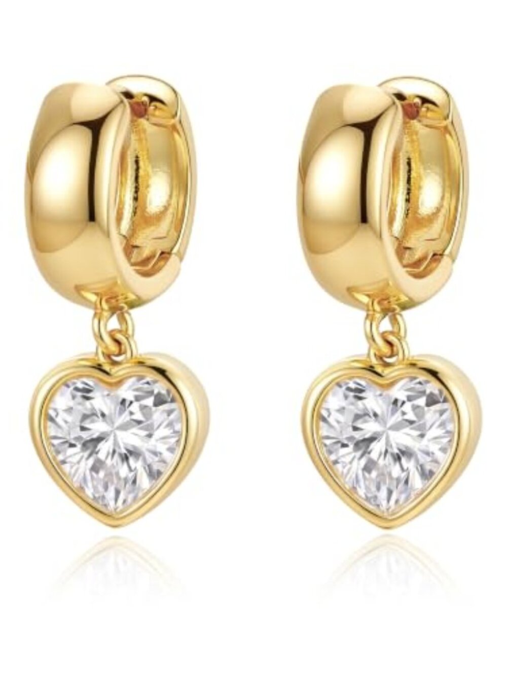 Gold Plated Cubic Zirconia Hoop Dangle Earrings for Women